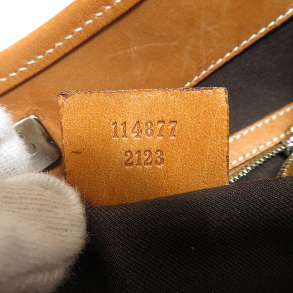Gucci Logo Handbag Canvas Calf Leather - Picture 7 of 10